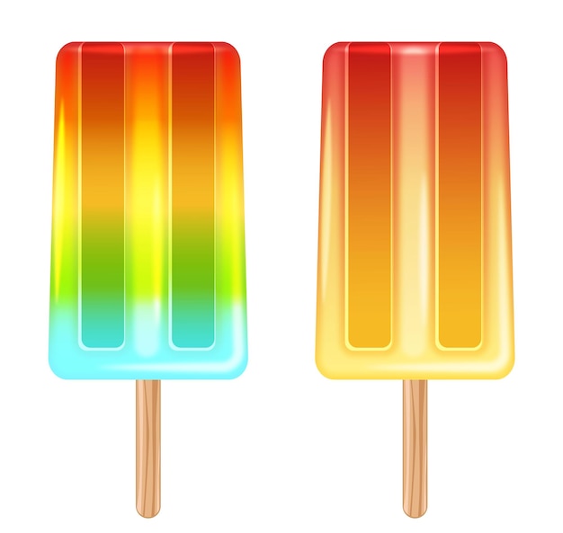 Vector rainbow and soda popsicles