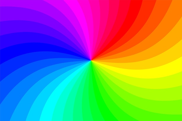 Vector rainbow spiral radial rays rectangular background vector