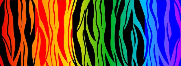 Rainbow tiger background animal skin neon pattern lgbt flag Colorful vector illustration