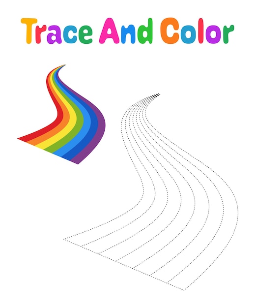 Rainbow tracing worksheet for kids