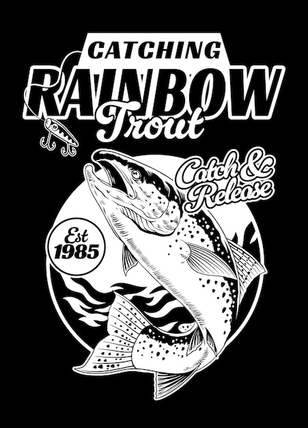 Rainbow Trout Fish Fishing Shirt Design Vintage