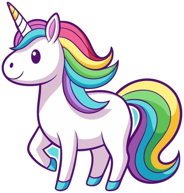 Vector rainbow unicorn cartoon vector icons illustration flat cartoon concept