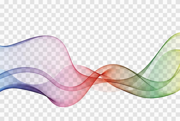 Vector rainbow wavy smoky lines on a transparent background abstract transparent color waves spectrum wave color