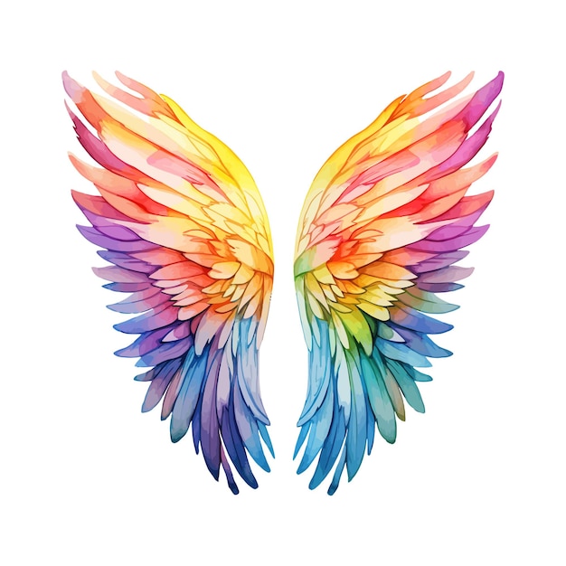 Vector rainbow wings waatercolor vector illustration design