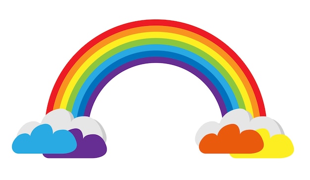 Rainbow with 7 colors. Isolated with vector. Color clouds. For Banner, flyer, graphic resources