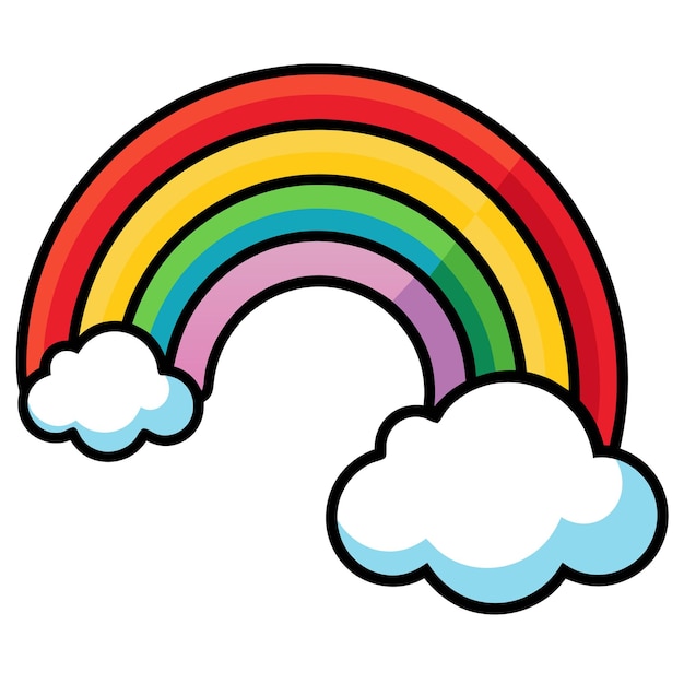 Vector rainbow with clouds clip art and vector design with a white background