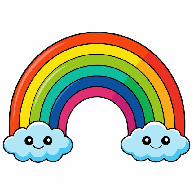 Vector a rainbow with clouds and a rainbow drawn on it