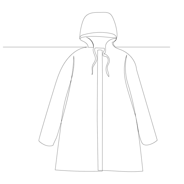 Raincoat drawing by one continuous line vector