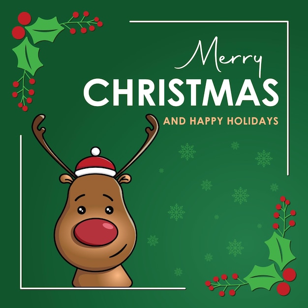 Raindeer Christmas Poster with green bg