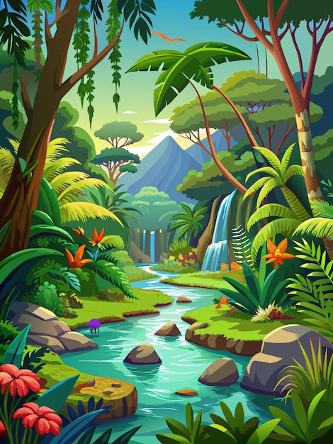 Vector rainforest vector graphics illustration eps source file format lossless scaling icon design