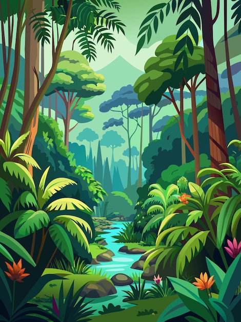 Vector rainforest vector graphics illustration eps source file format lossless scaling icon design