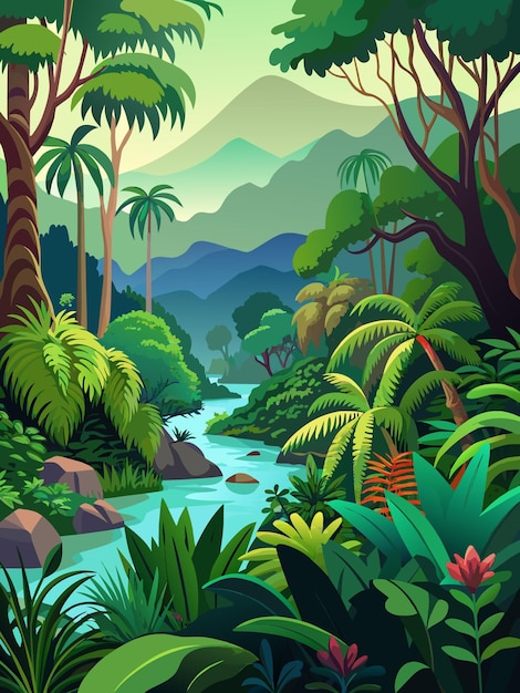 Vector rainforest vector graphics illustration eps source file format lossless scaling icon design