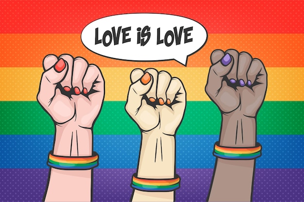 Raised Arm Fist Vector Banner Lgbt Rainbow Transgender Flag Pride Month Concept Against Violence Descrimination Fists Up LGBT Gays Lesbians Feminism Fight for Human Rights Violation