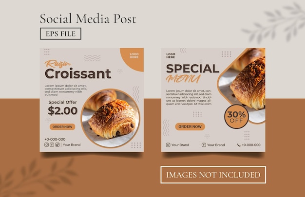 Raisin Croissant Social Media Post or Flyer