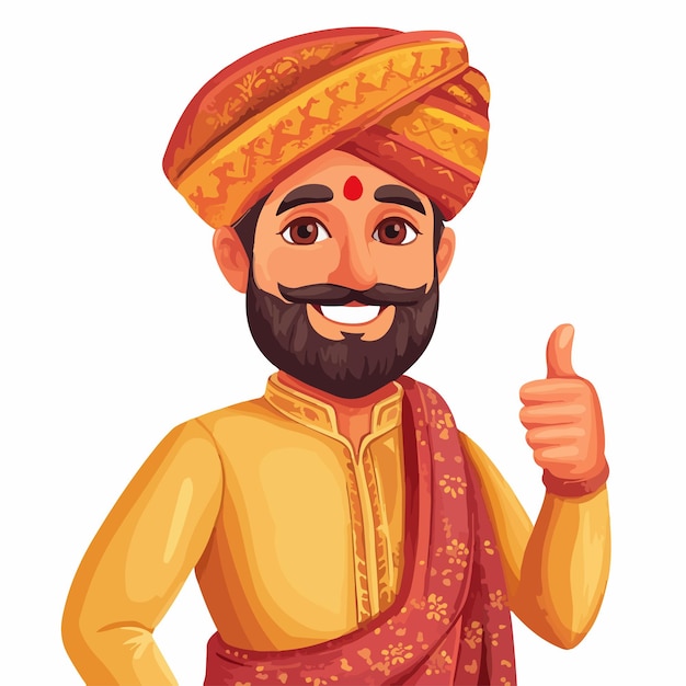 Vector rajasthani man cartoon vector illustration