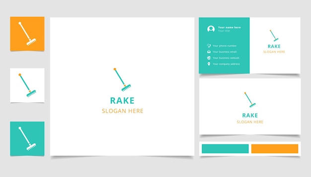 Rake logo design with editable slogan branding book and