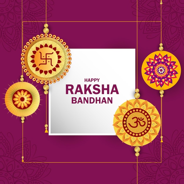 Raksha Bandhan greeting card with decorative Rakhi