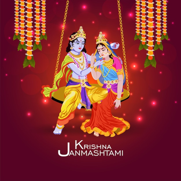 Ralistic illustration for traditional festival krishna janmashtami