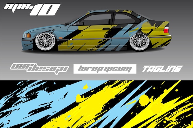 rally racing car wrapping sticker design