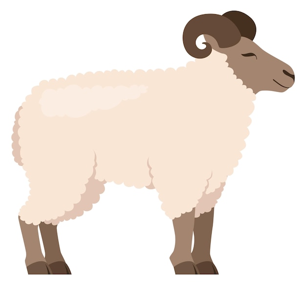 Ram icon Cartoon farm animal Funny sheep