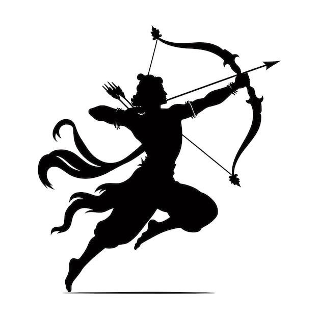 ram navami Lord Ramas dynamism and heroic spirit minimalist silhouette vector illustration