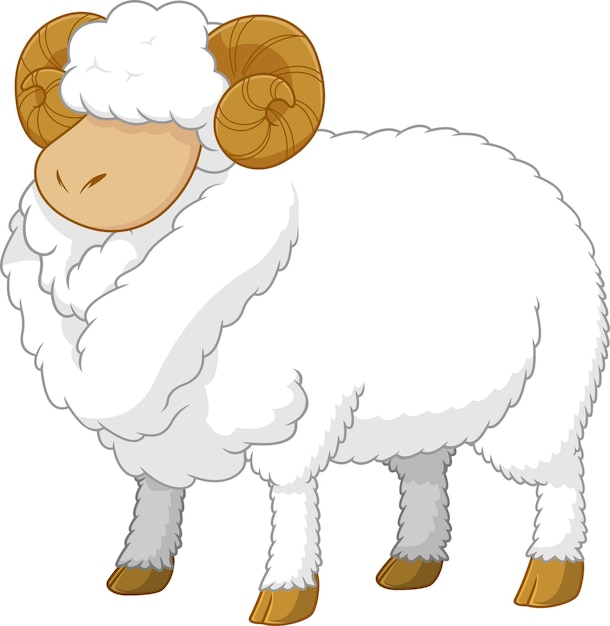 Ram Sheep Cartoon Mascot Character Vector Hand Drawn Illustration