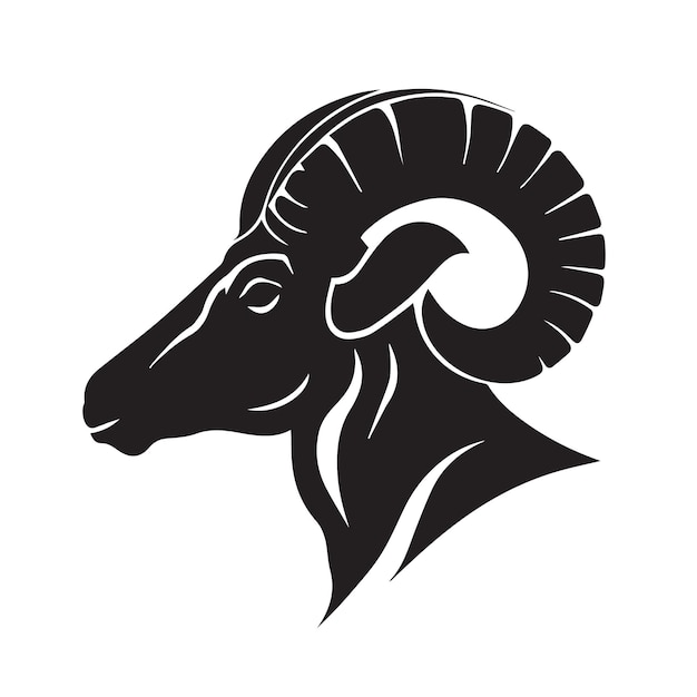 Ram vector icon Minimal modern black and white illustration of sheep head Zodiac sign animal