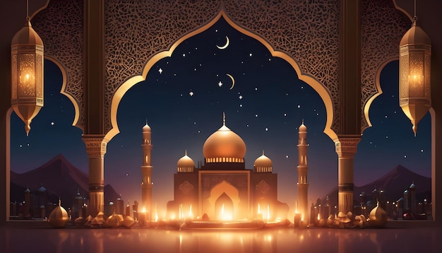 Ramada Kareem Eid Mubarak Illustration Background