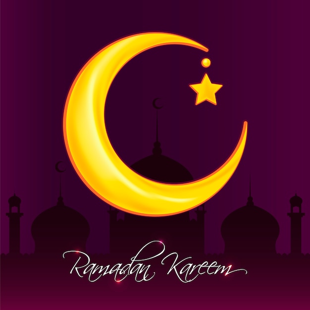 Vector ramadan background with crescent moon