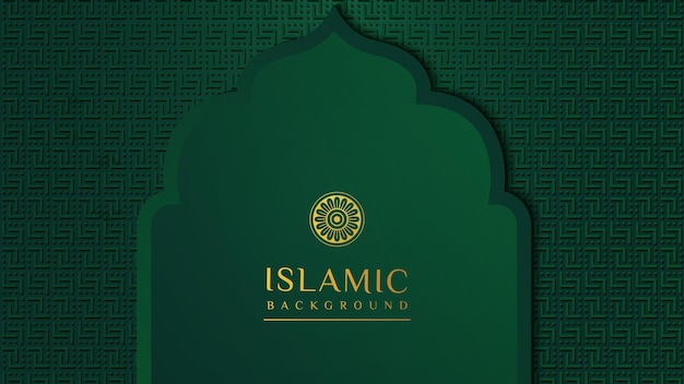 ramadan background with green color gold ornament