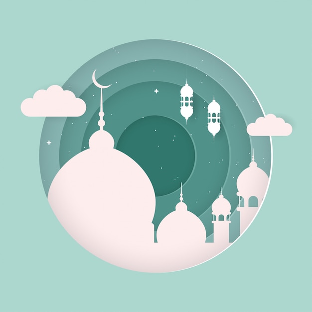 Ramadan Background With Paper Cut Themes