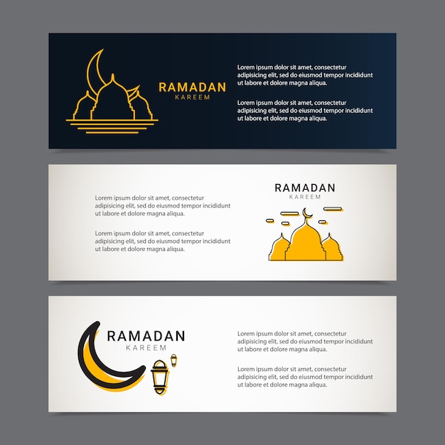 Ramadan banner design template Golden islamic ornament