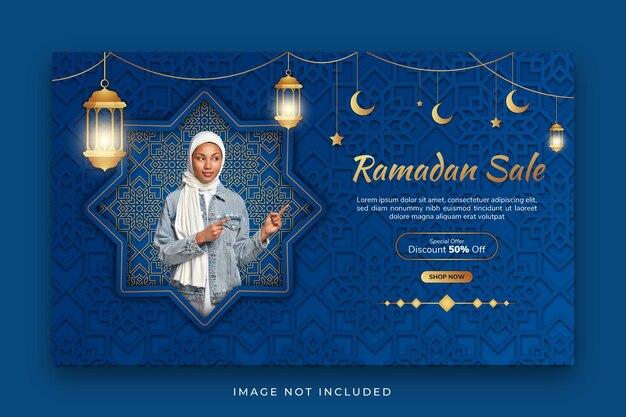 Vector ramadan banner sale social media post template