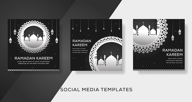 Ramadan banner social media pots template Premium Vector