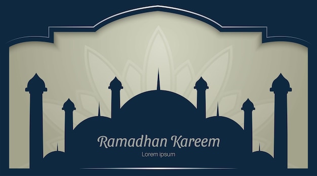 Ramadan banner with mosque silhouette