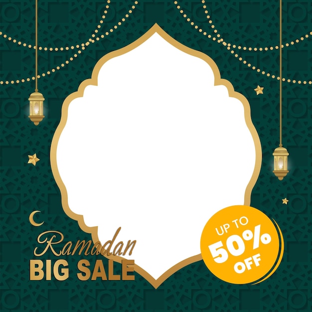 Ramadan big sale sicial media template with empty space