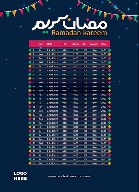 ramadan calendar template