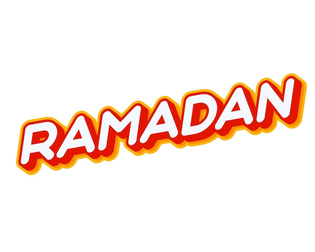 Ramadan celebration Phrase lettering isolated on white colourful text effect design vector Text or inscriptions in English The modern and creative design has red orange yellow colors