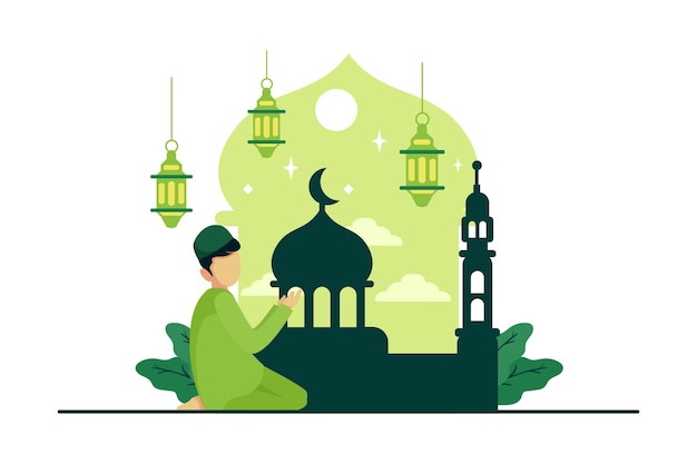 Ramadan celebration with flat style illustration