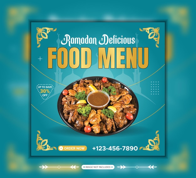 Ramadan delicious food menu social media and Instagram post banner template