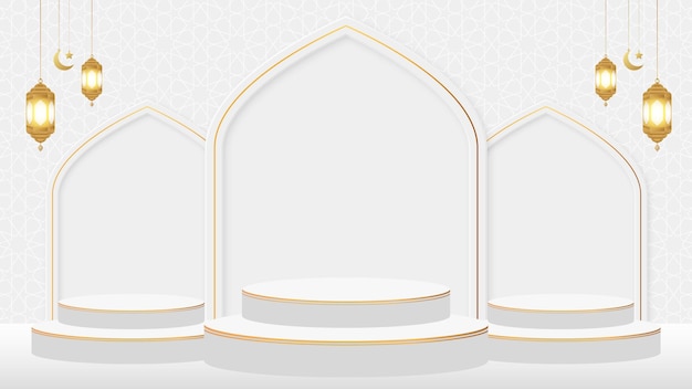 Ramadan and Eid Islamic Podium 3D Product Display Sale Banner Background