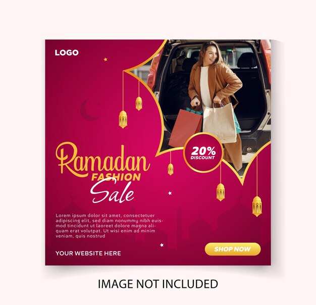 Vector ramadan fashion sale promotion banners ad template for social media posts and instagram