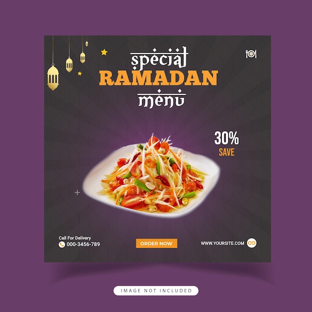 Ramadan food menu social media post social media template