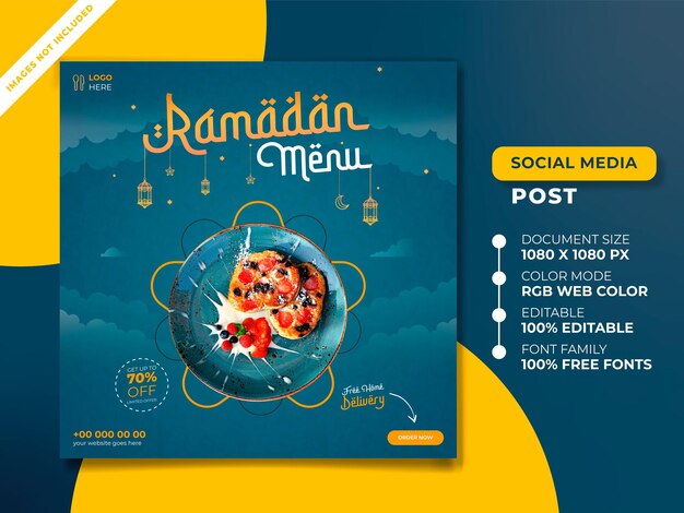 Vector ramadan food menu social media post template