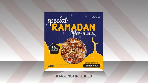 Vector ramadan food menu template for social media post banner design