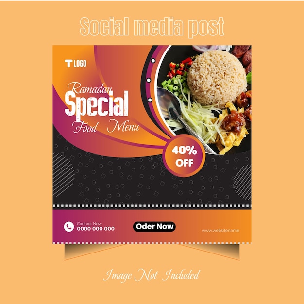 Ramadan food social media post design template