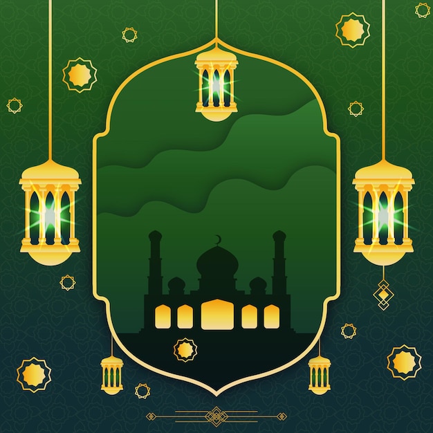 Ramadan Green Decorative Lantern