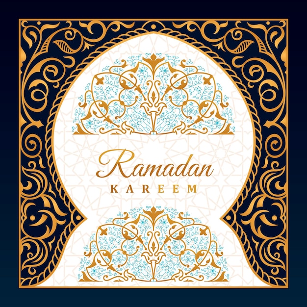 Ramadan greeting card Eastern design mosque with arabic pattern