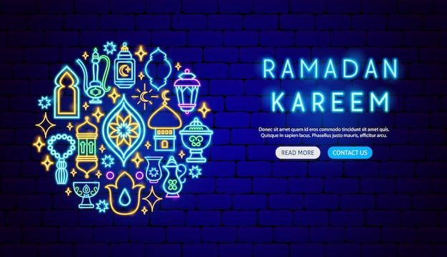 Ramadan Holiday Neon Banner Design