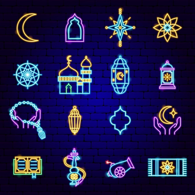 Ramadan Holiday Neon Icons